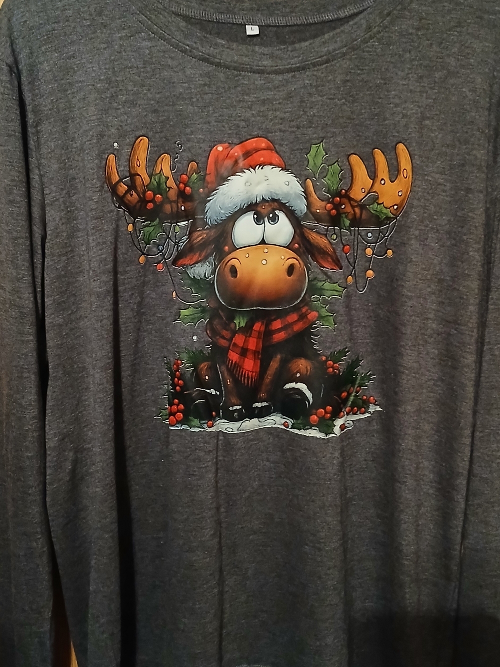 Gray Holiday Silly Moose Graphic Tee - Picture 1 of 5